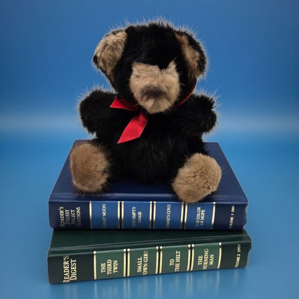 Mervyn's 1982 Rare Bear Vintage Genuine Mink Teddy Stuffed Plush Valentine Gift